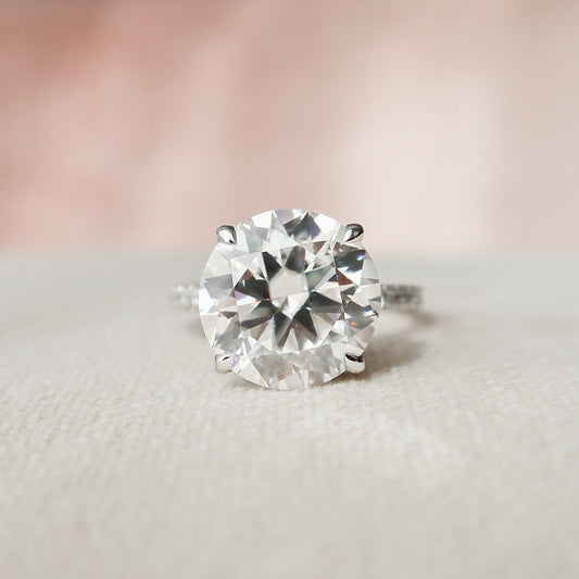 4.5 CT Round Hidden Halo & Pave Moissanite Engagement Ring