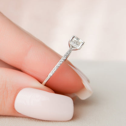1 CT Cushion Hidden Halo & Pave Moissanite Engagement Ring