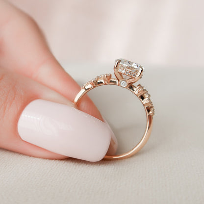 2 CT Round Hidden Halo & Pave Moissanite Engagement Ring