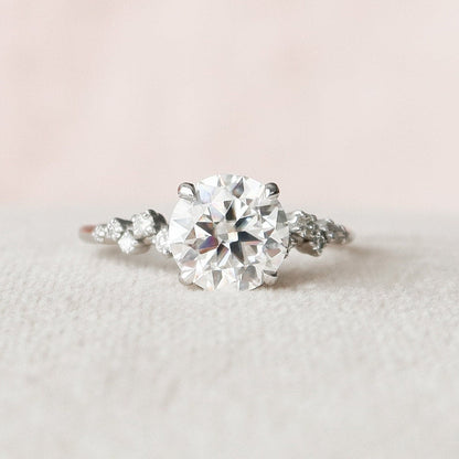 2 CT Round Hidden Halo & Pave Moissanite Engagement Ring