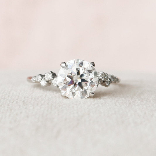 2 CT Round Hidden Halo & Pave Moissanite Engagement Ring