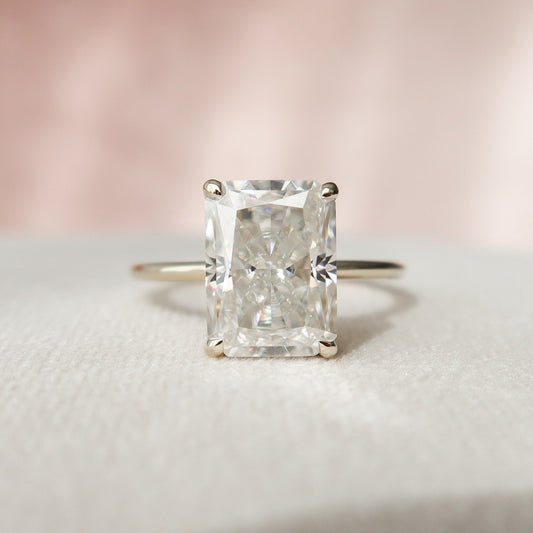 4.5 CT Radiant Hidden Halo Moissanite Engagement Ring