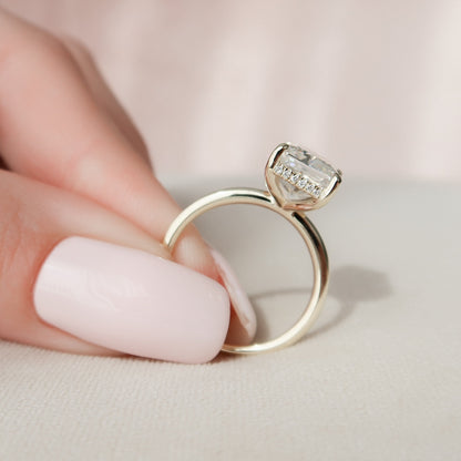 4.5 CT Radiant Hidden Halo Moissanite Engagement Ring