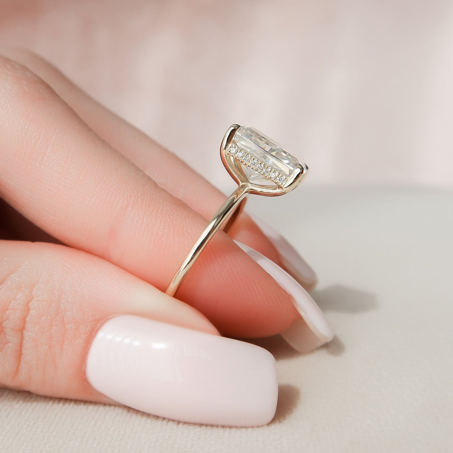 4.5 CT Radiant Hidden Halo Moissanite Engagement Ring