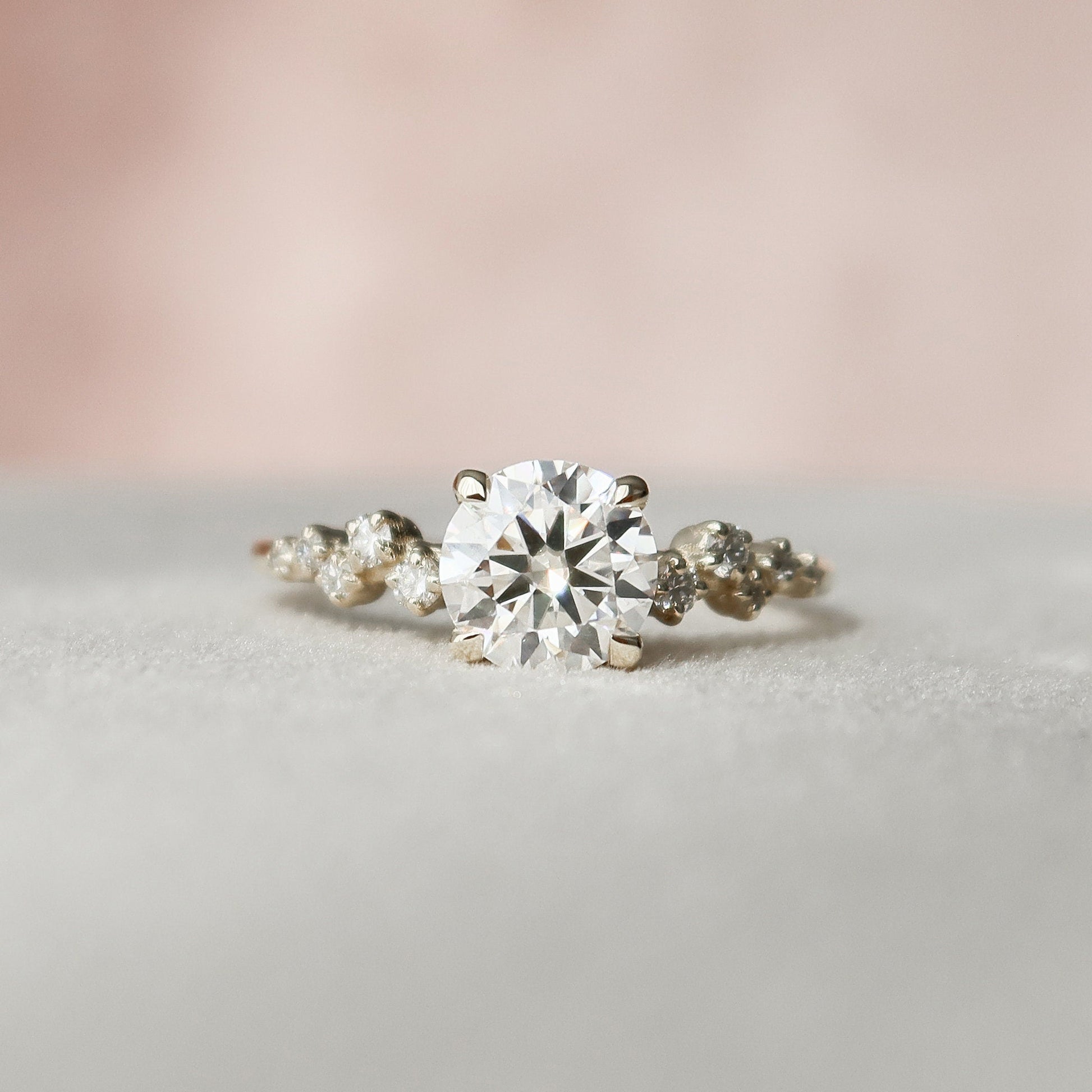 1 CT Round Hidden Halo & Pave Moissanite Engagement Ring
