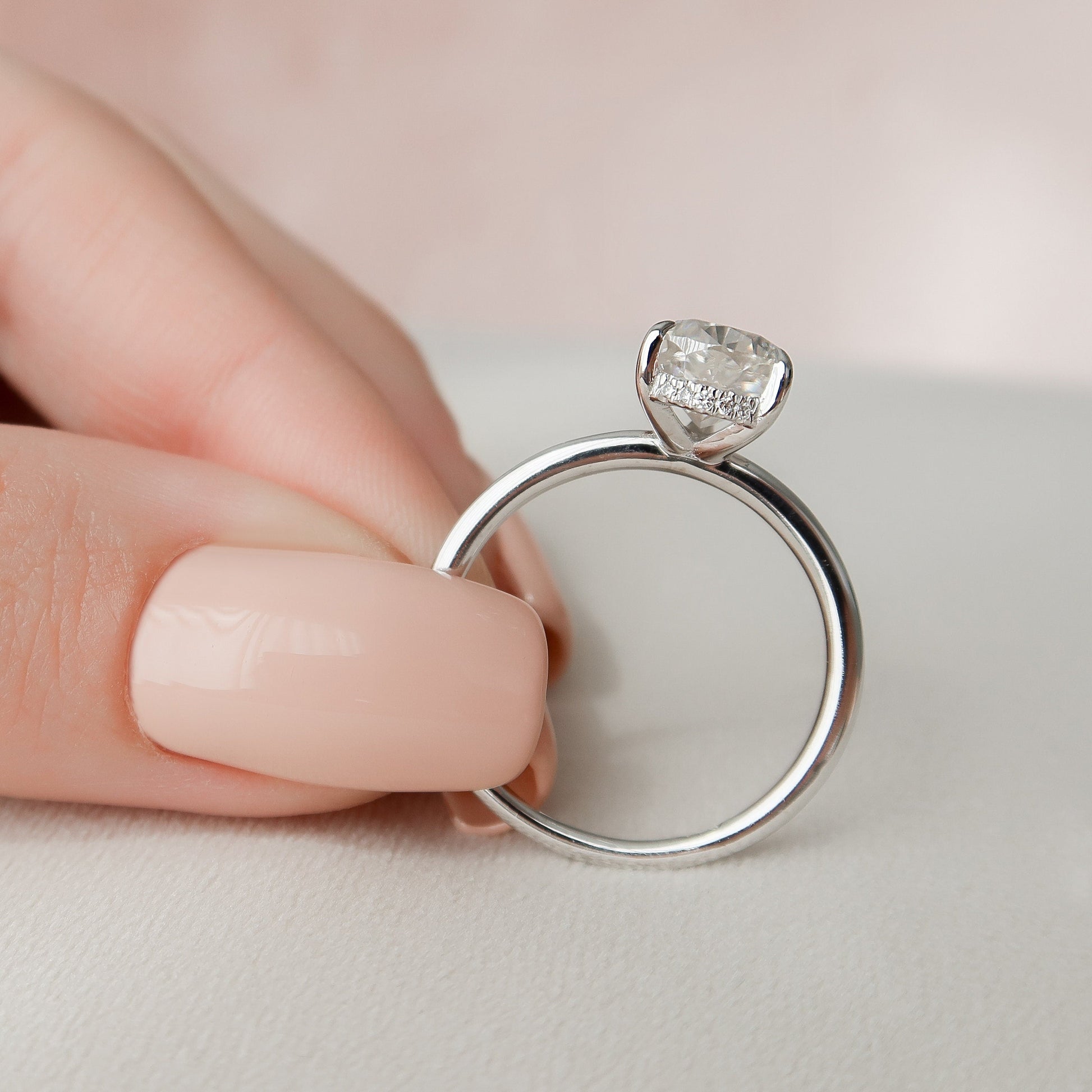 2 CT Pear Hidden Halo Moissanite Engagement Ring