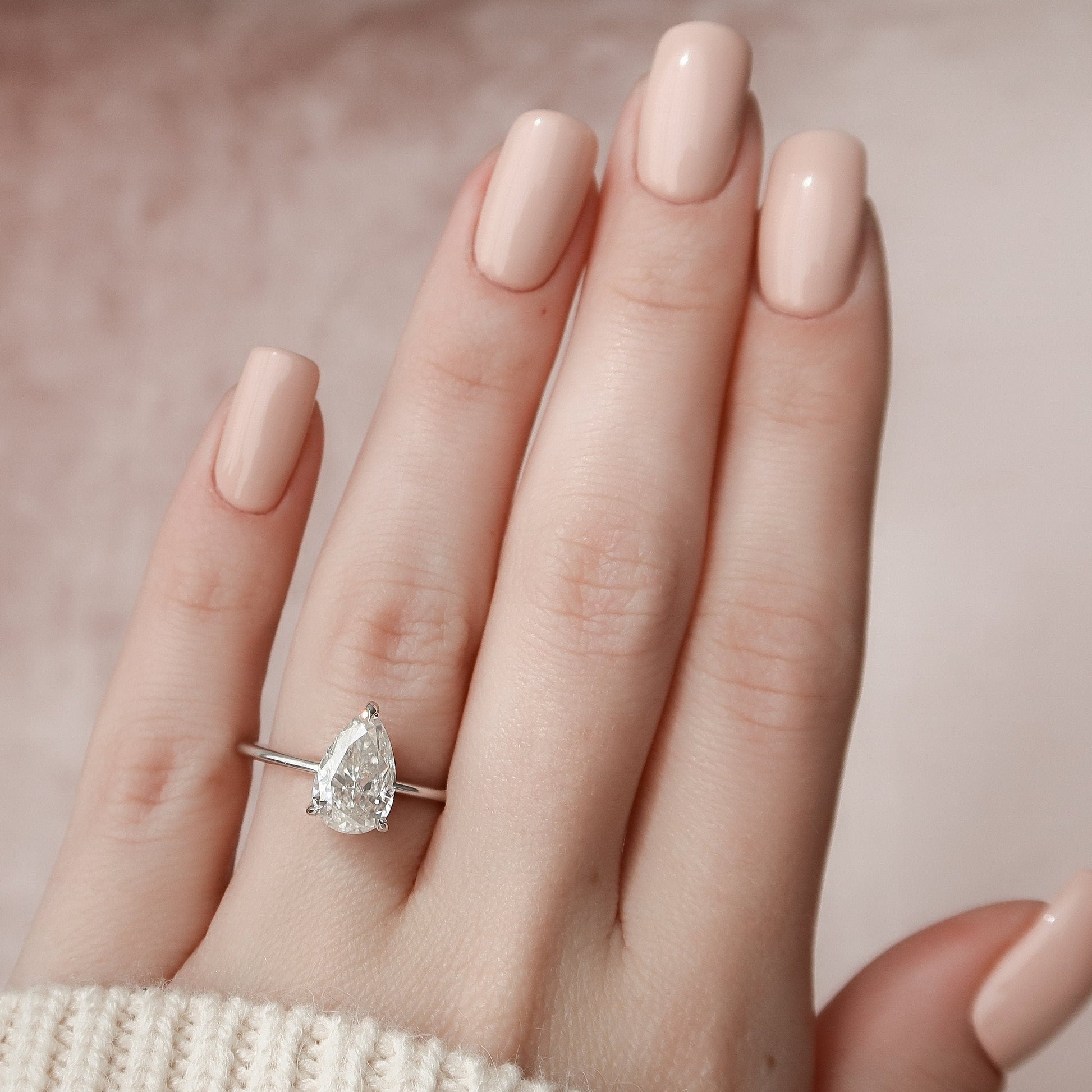 2 CT Pear Hidden Halo Moissanite Engagement Ring