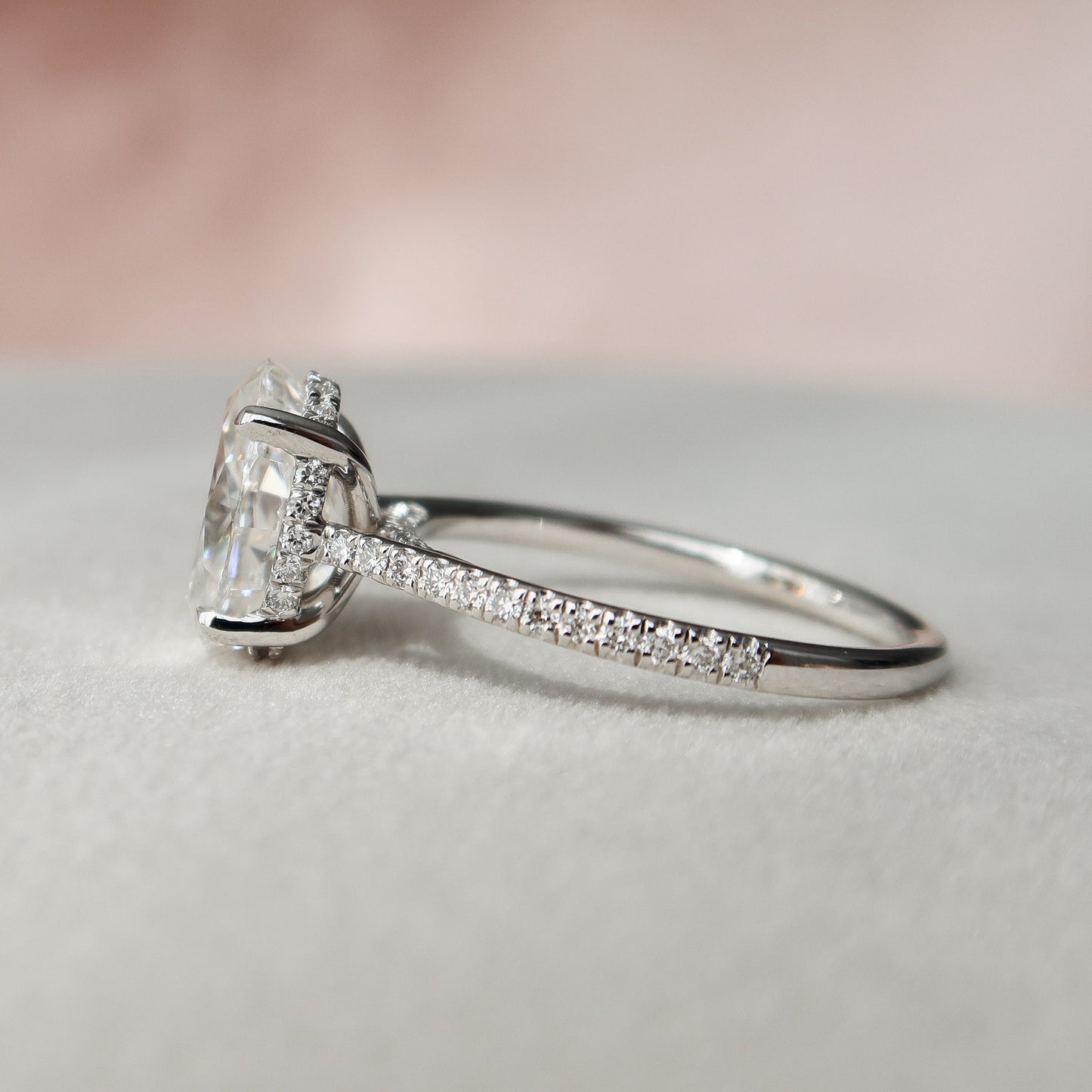 3 CT Oval Hidden Halo & Pave Moissanite Engagement Ring