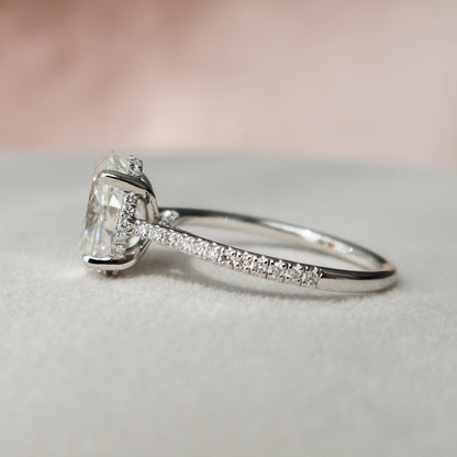 3 CT Oval Hidden Halo & Pave Moissanite Engagement Ring