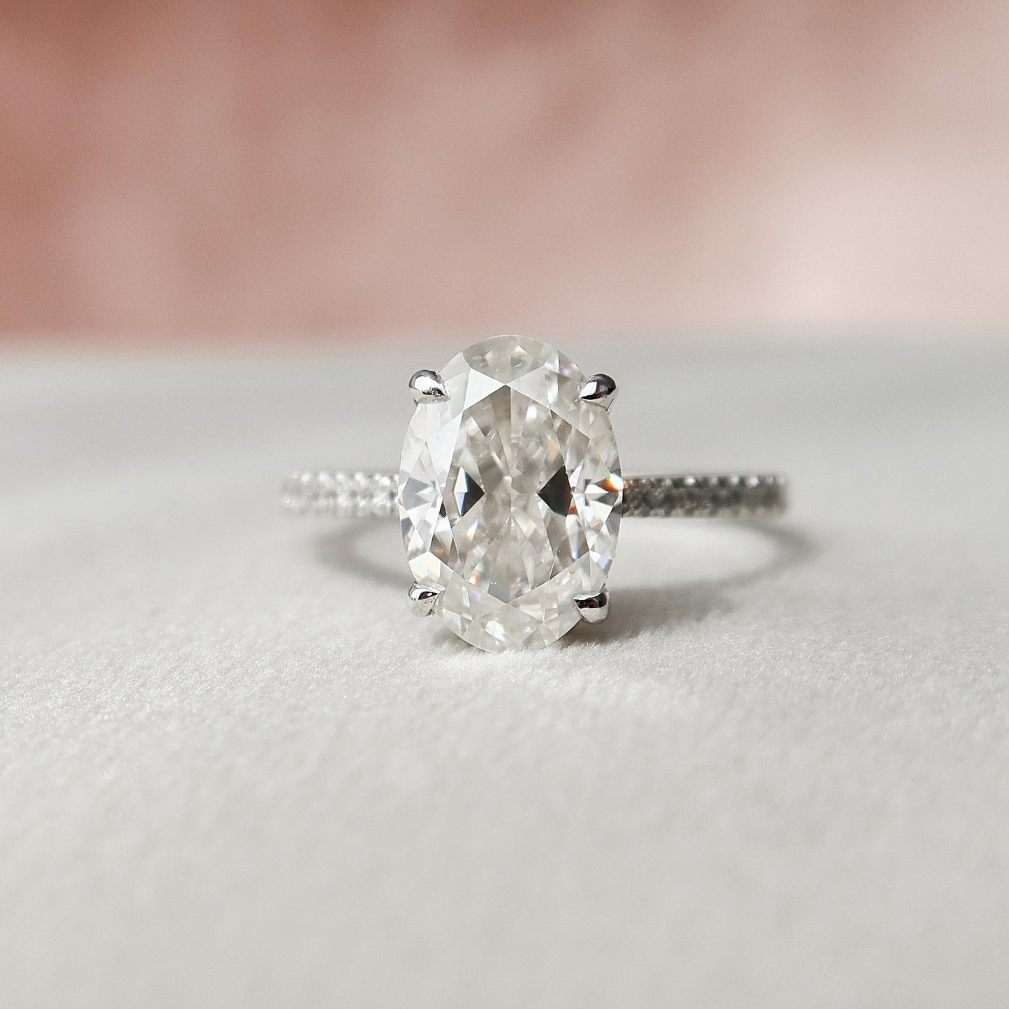 3 CT Oval Hidden Halo & Pave Moissanite Engagement Ring