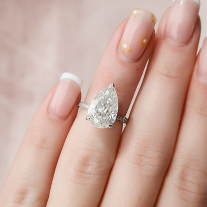 4.5 CT Pear Pave Moissanite Engagement Ring