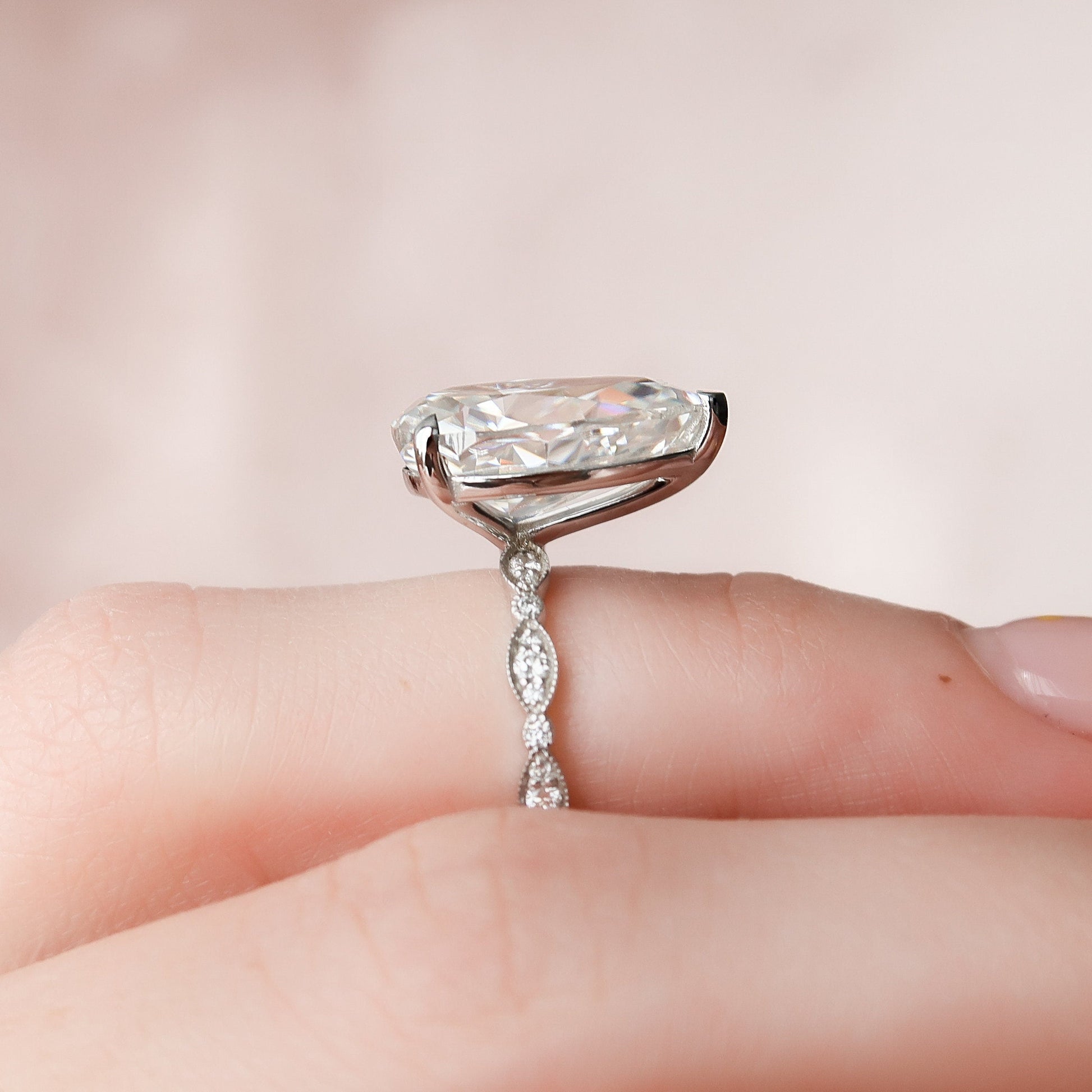 4.5 CT Pear Pave Moissanite Engagement Ring