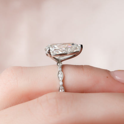 4.5 CT Pear Pave Moissanite Engagement Ring