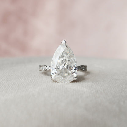 4.5 CT Pear Pave Moissanite Engagement Ring