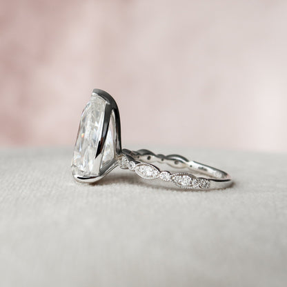 4.5 CT Pear Pave Moissanite Engagement Ring