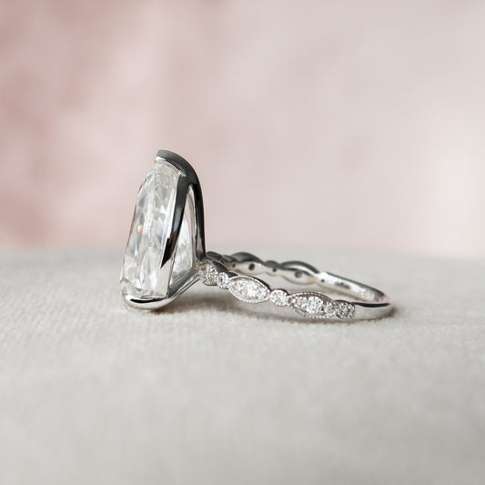 4.5 CT Pear Pave Moissanite Engagement Ring