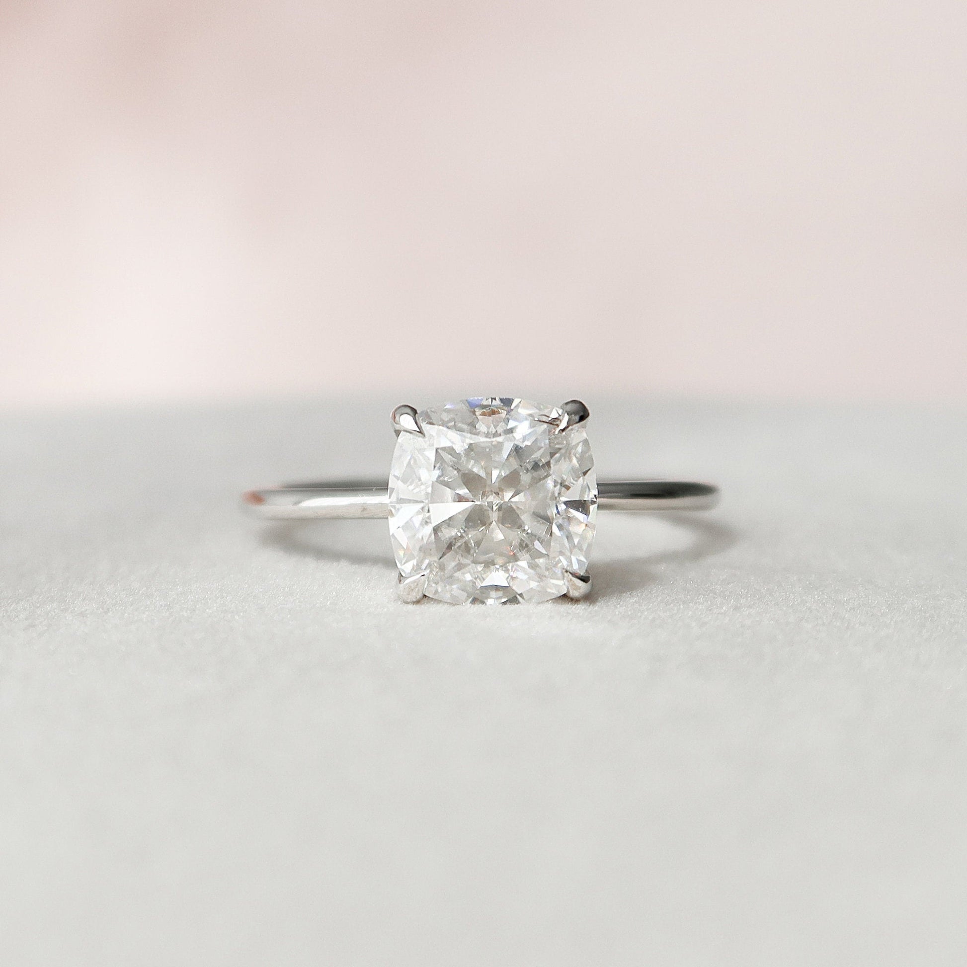 3 CT Cushion Hidden Halo Moissanite Engagement Ring