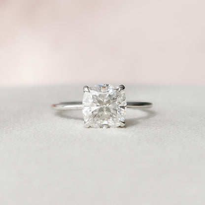 3 CT Cushion Hidden Halo Moissanite Engagement Ring