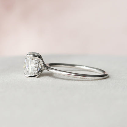 3 CT Cushion Hidden Halo Moissanite Engagement Ring