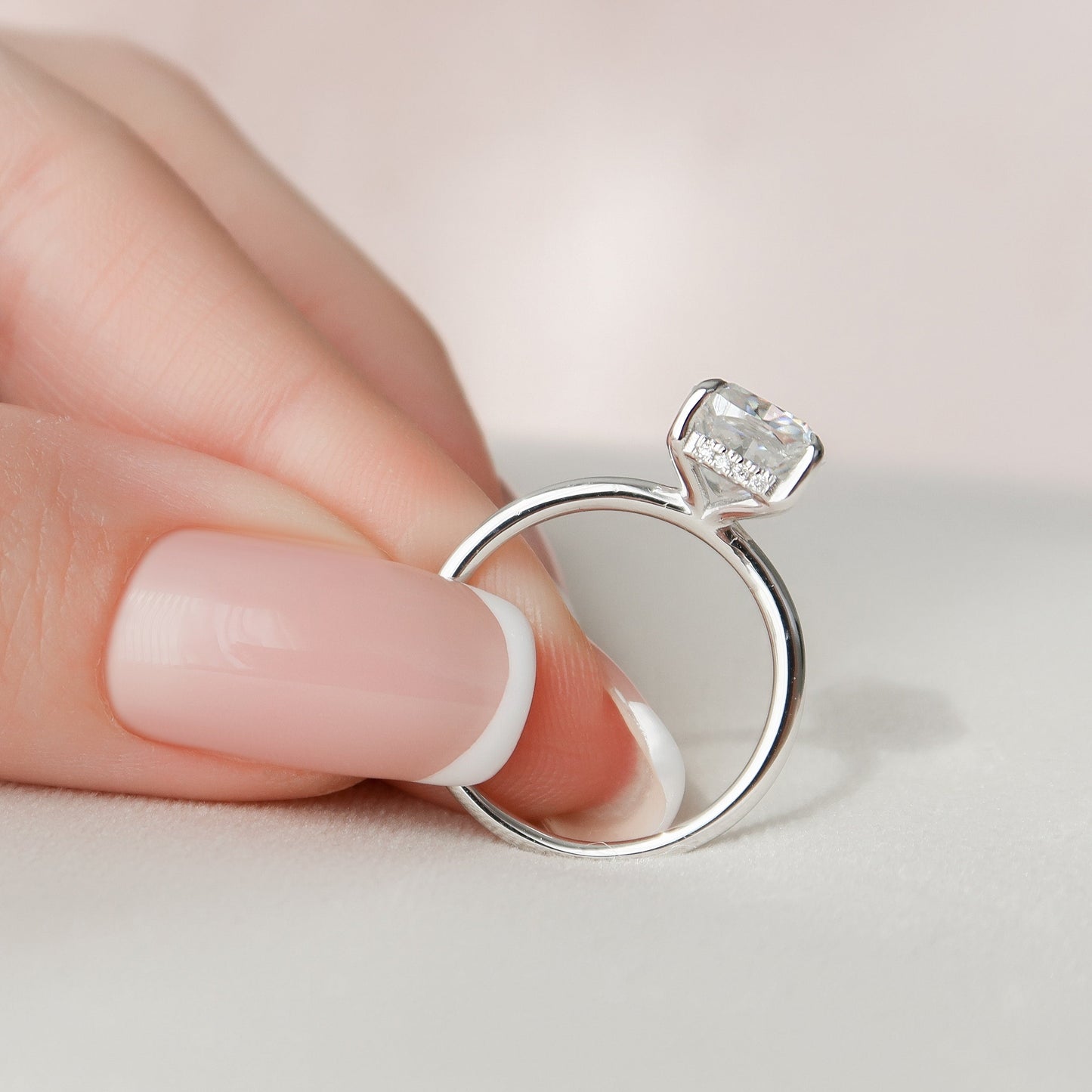 3 CT Cushion Hidden Halo Moissanite Engagement Ring