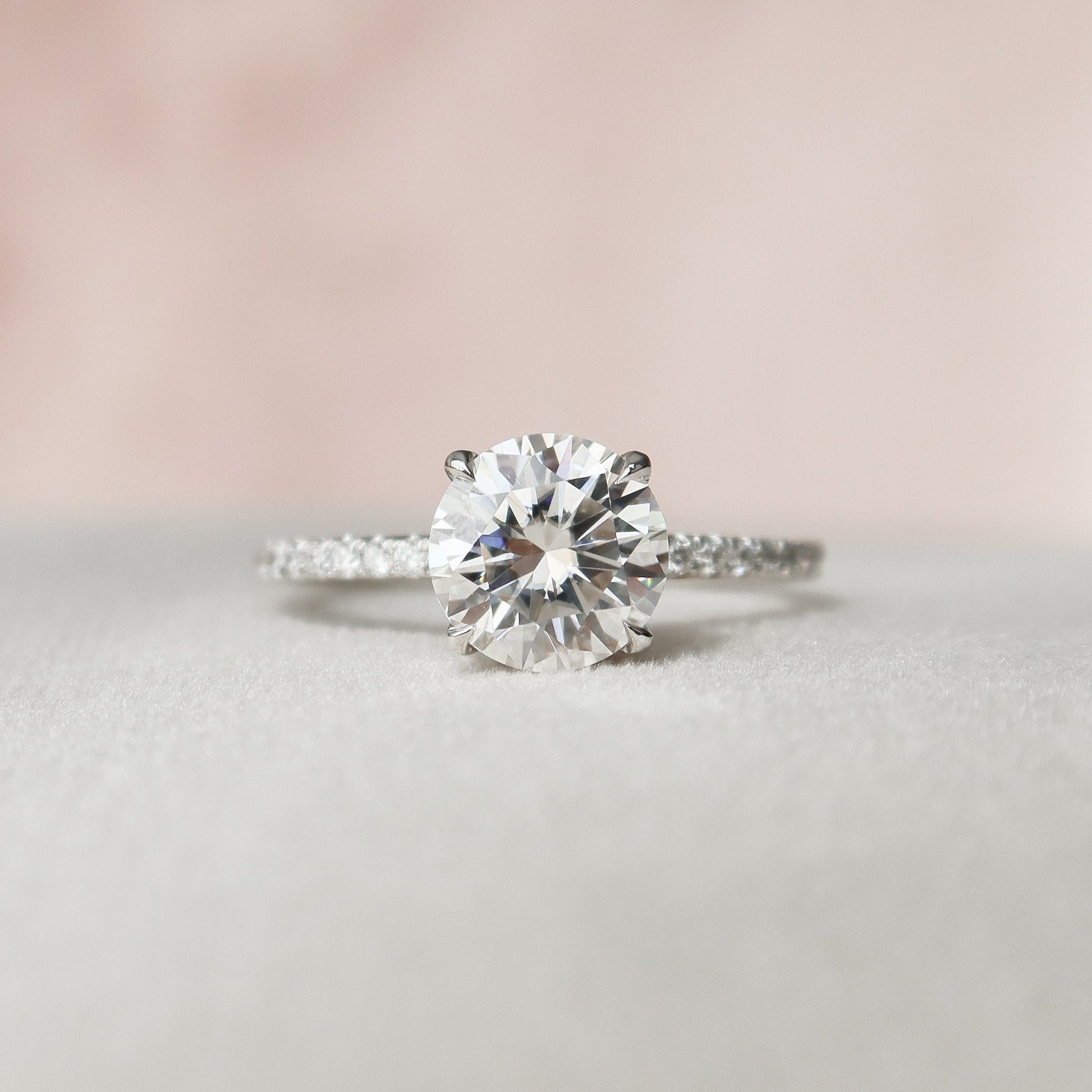 1.5 CT Round Hidden Halo & Pave Moissanite Engagement Ring