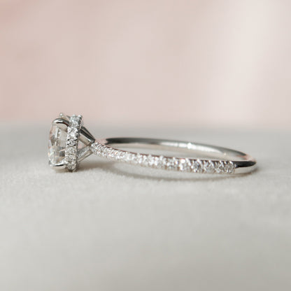 1.5 CT Round Hidden Halo & Pave Moissanite Engagement Ring