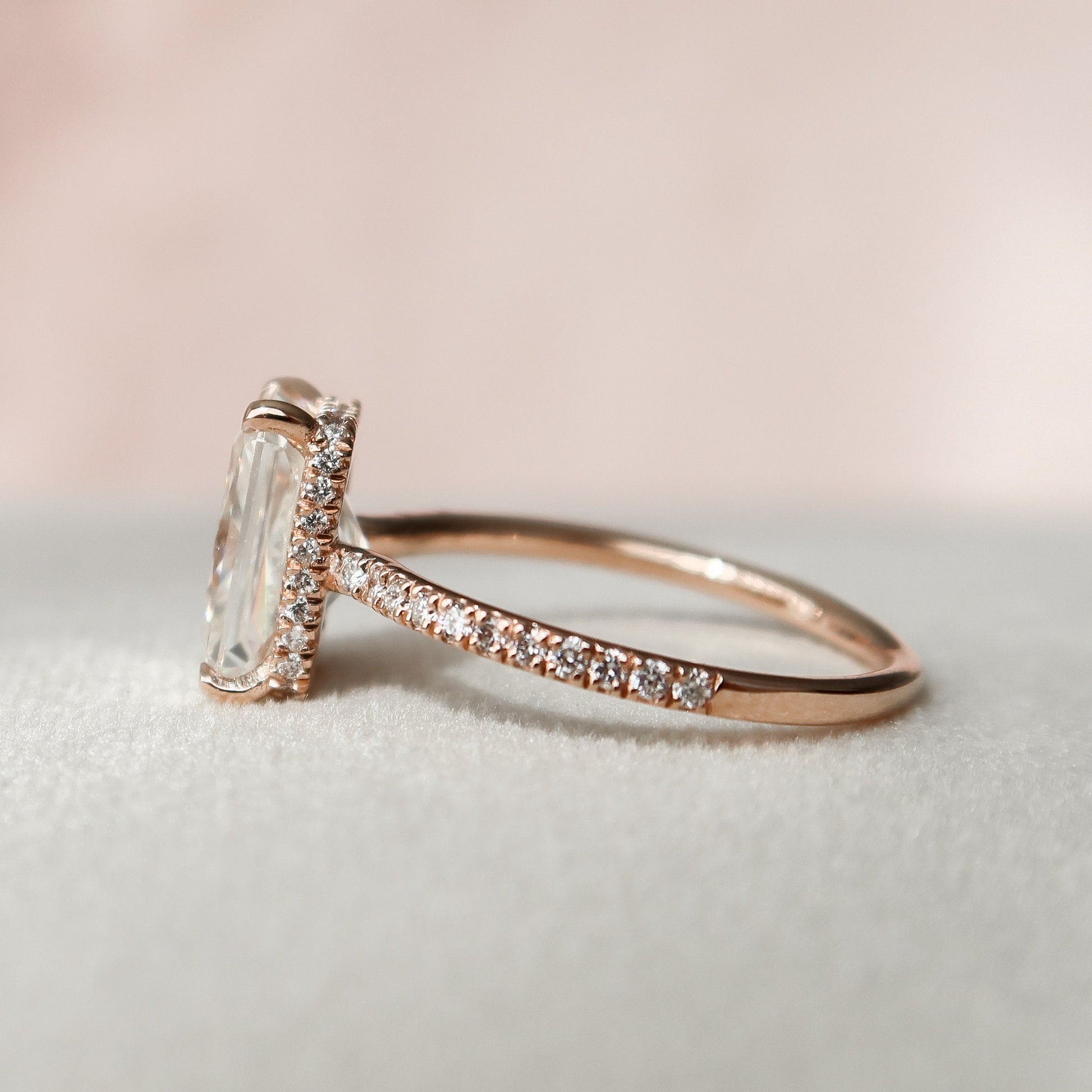 3 CT Radiant Hidden Halo & Pave Moissanite Engagement Ring