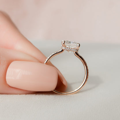 3 CT Radiant Hidden Halo & Pave Moissanite Engagement Ring