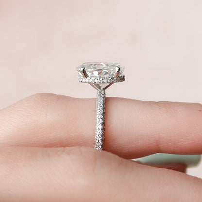 3 CT Oval Hidden Halo & Pave Moissanite Engagement Ring
