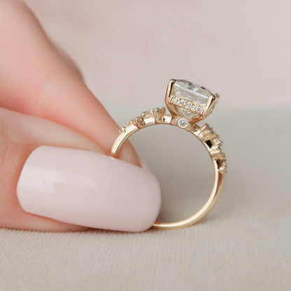 3.5 CT Radiant Hidden Halo & Pave Moissanite Engagement Ring