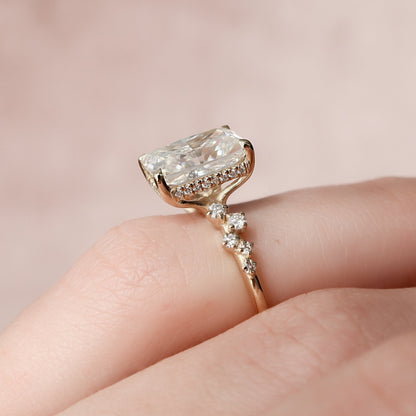 3.5 CT Radiant Hidden Halo & Pave Moissanite Engagement Ring