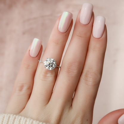 2.5 CT Round Dainty Pave Moissanite Engagement Ring