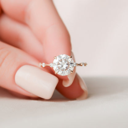 2.5 CT Round Dainty Pave Moissanite Engagement Ring