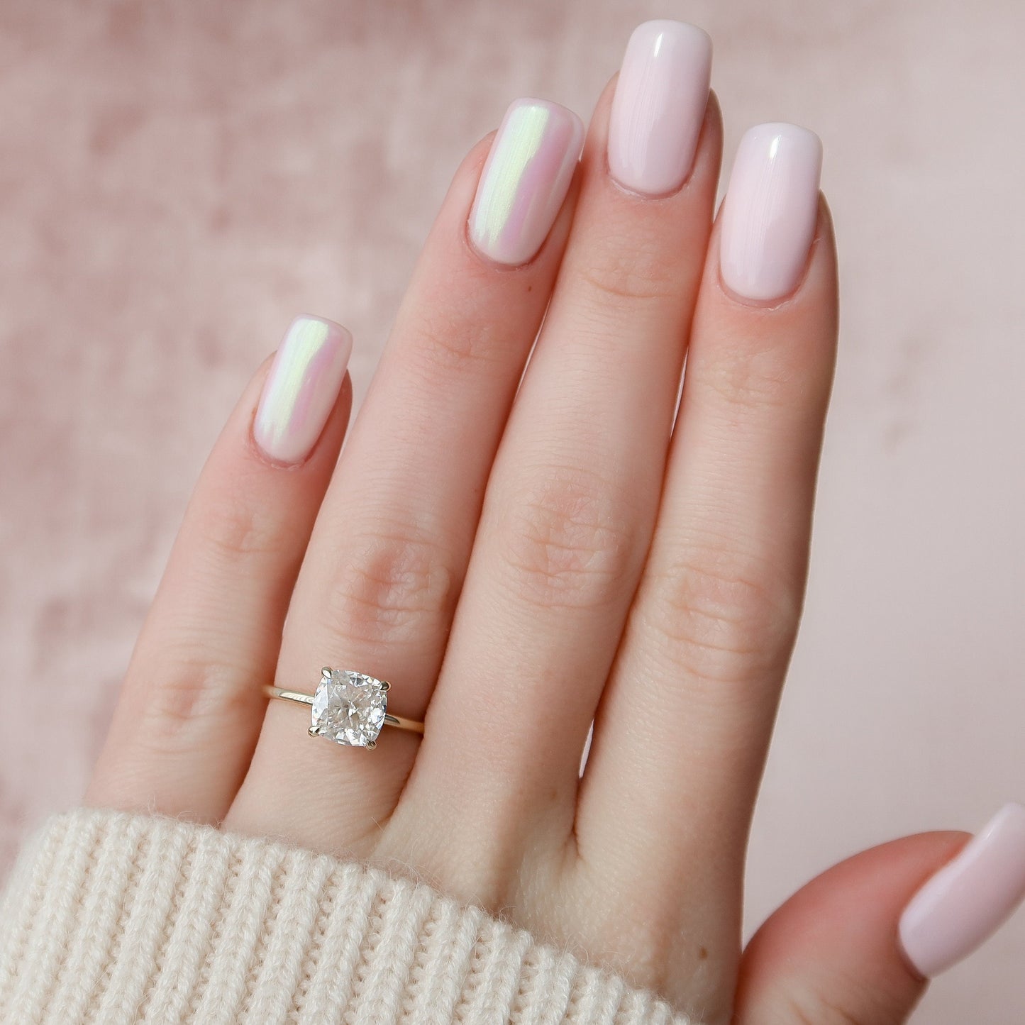 2 CT Cushion Hidden Halo Moissanite Engagement Ring