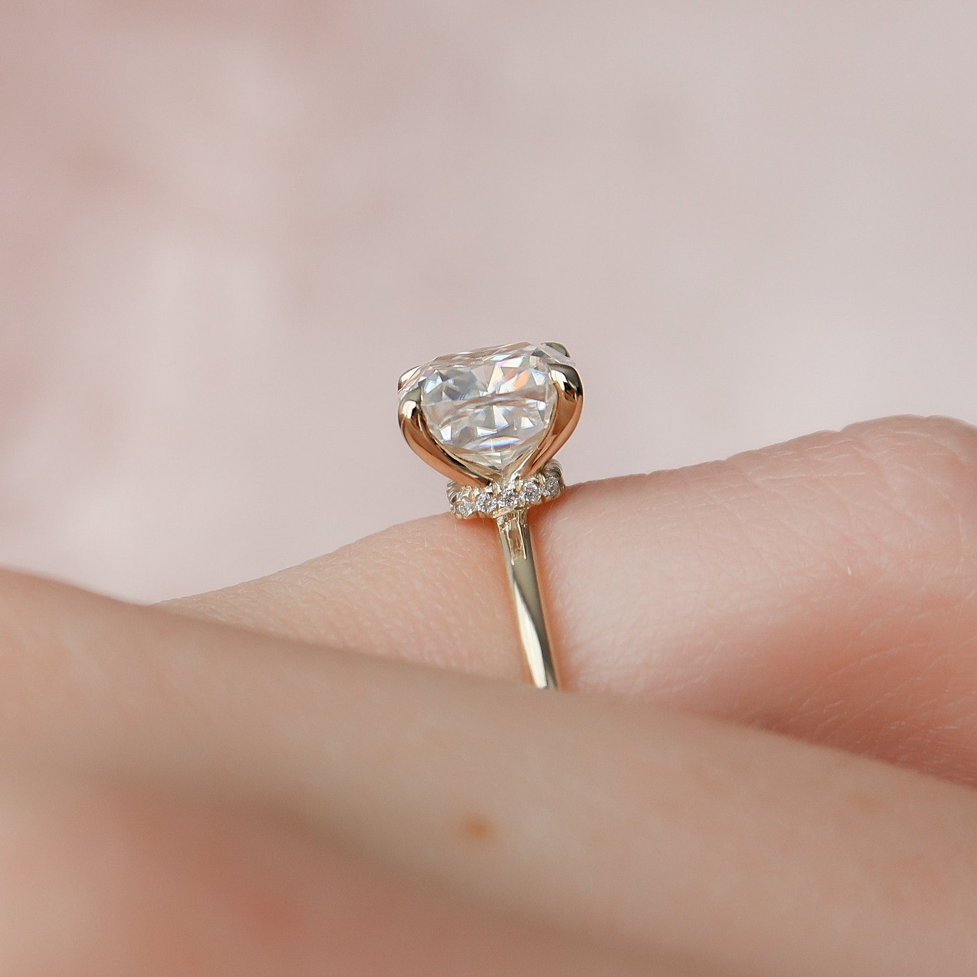 2 CT Cushion Hidden Halo Moissanite Engagement Ring