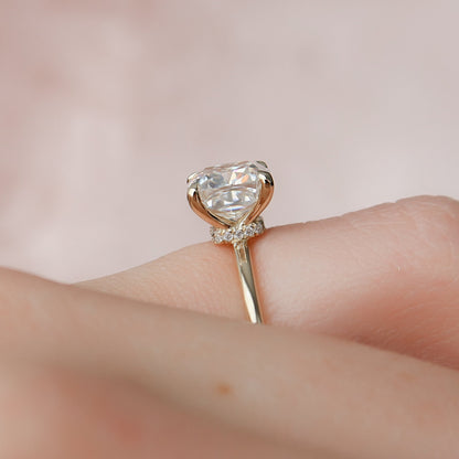 2 CT Cushion Hidden Halo Moissanite Engagement Ring