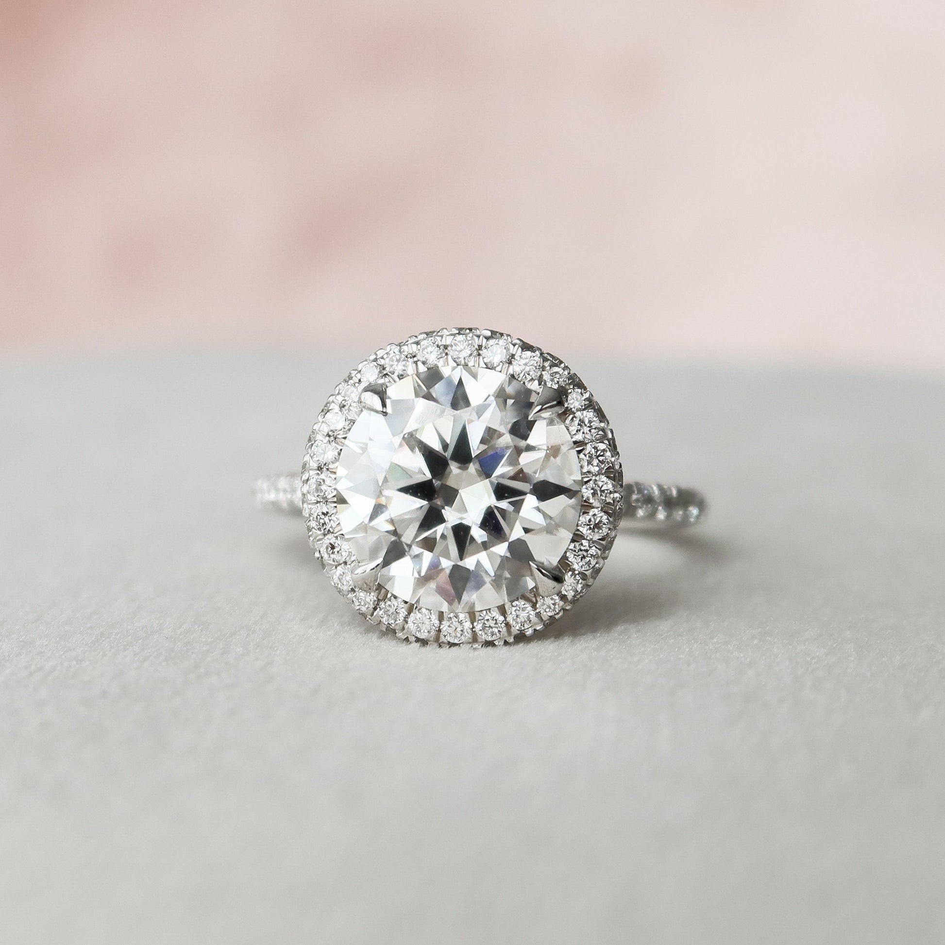 3.5 CT Round Halo & Pave Moissanite Engagement Ring