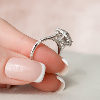 3.5 CT Round Halo & Pave Moissanite Engagement Ring