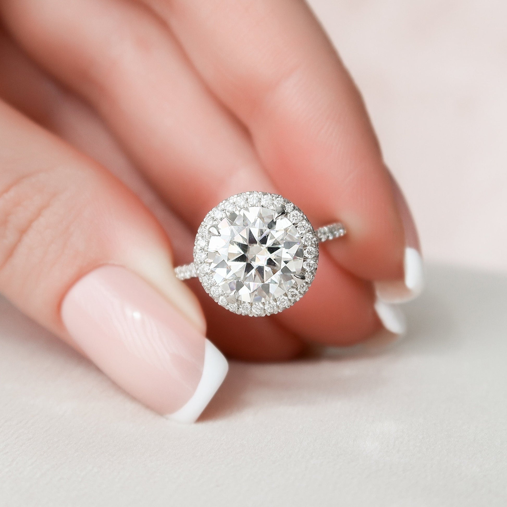 3.5 CT Round Halo & Pave Moissanite Engagement Ring