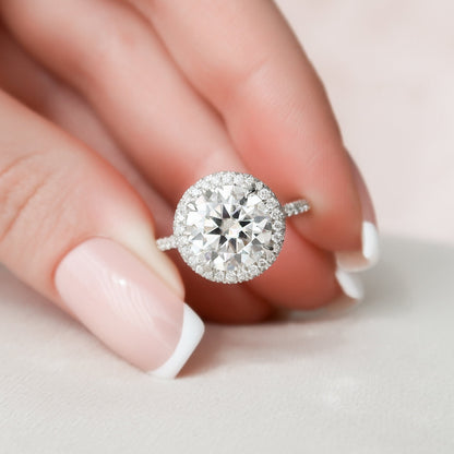 3.5 CT Round Halo & Pave Moissanite Engagement Ring