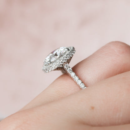 3.5 CT Round Halo & Pave Moissanite Engagement Ring