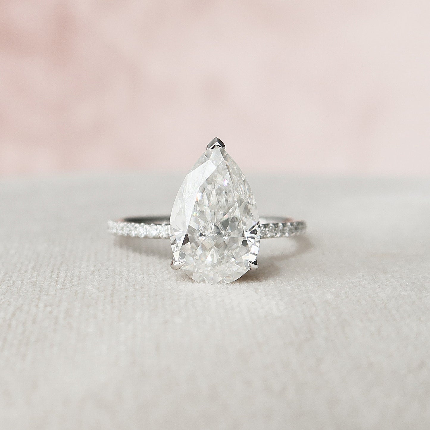 3 CT Pear Hidden Halo & Pave Moissanite Engagement Ring