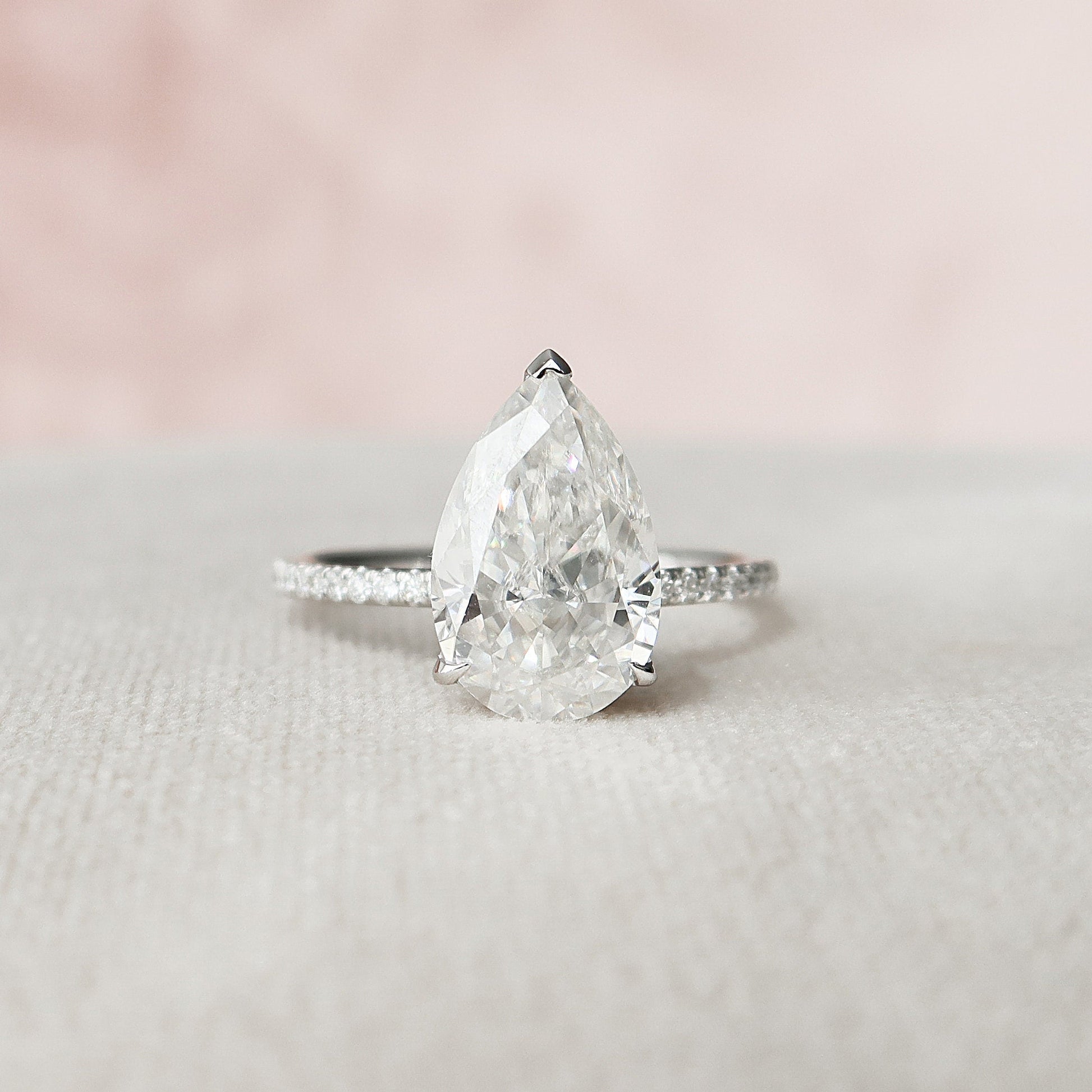 3 CT Pear Hidden Halo & Pave Moissanite Engagement Ring