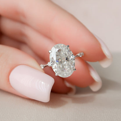 4.5 CT Oval Dainty Pave Moissanite Engagement Ring