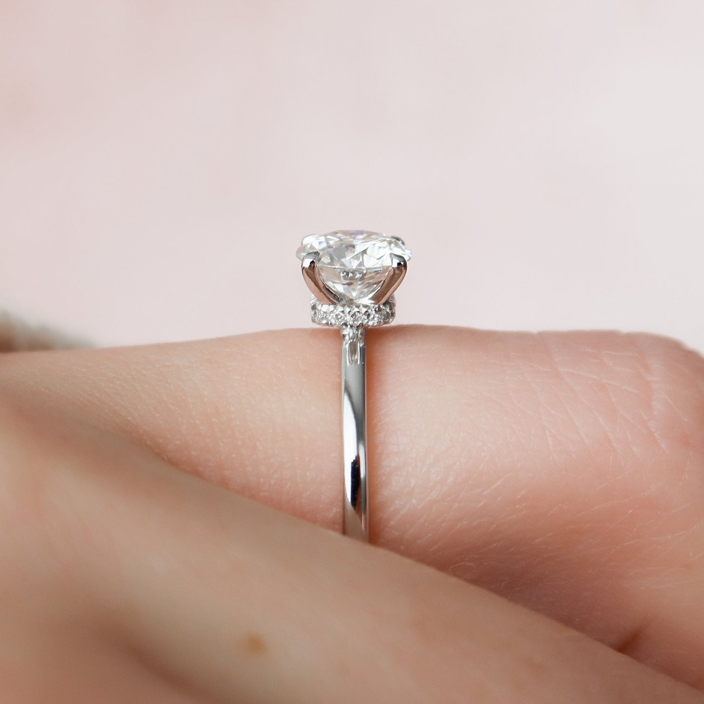 1 CT Round Hidden Halo Moissanite Engagement Ring