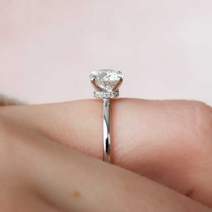 1 CT Round Hidden Halo Moissanite Engagement Ring