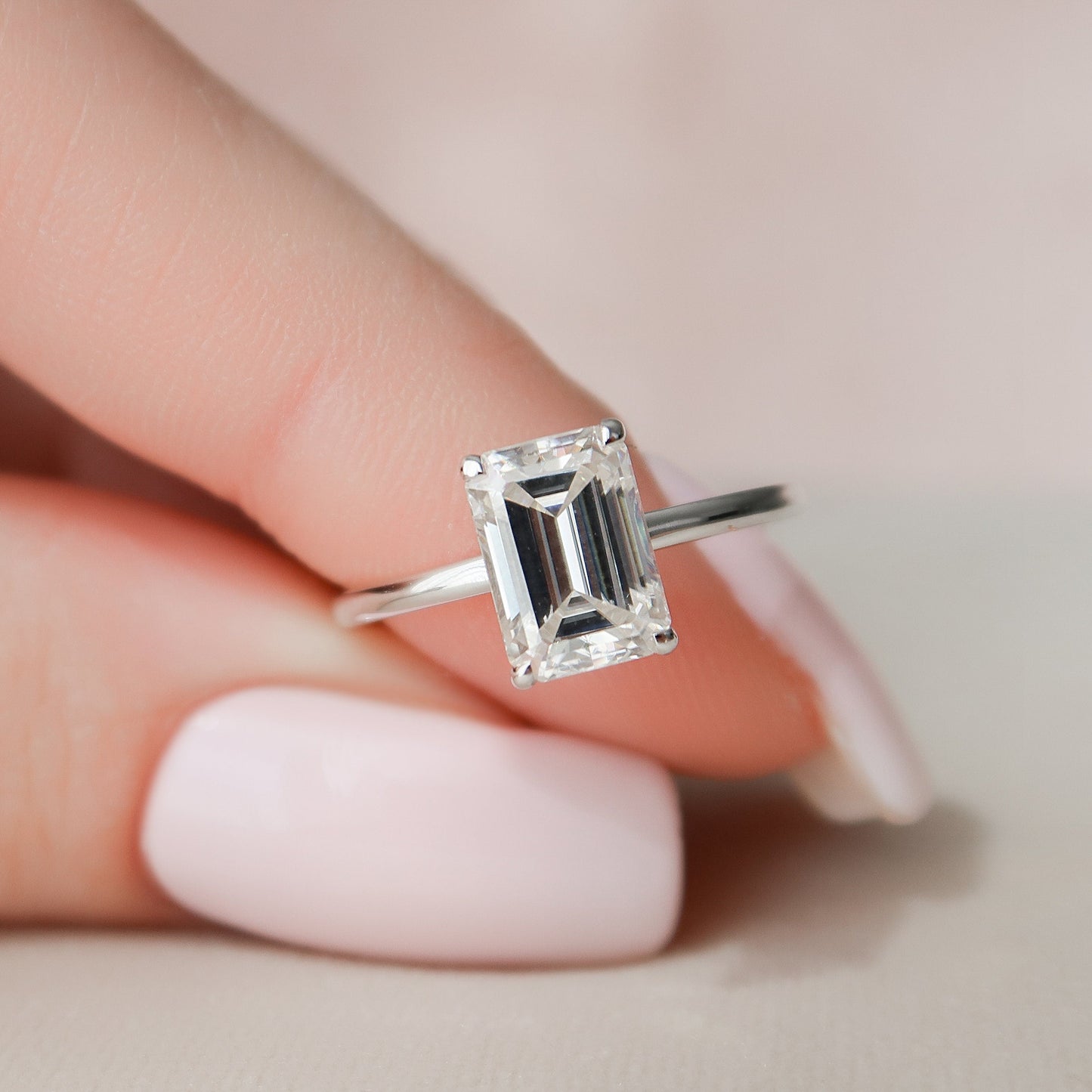 2 CT Emerald Hidden Halo Moissanite Engagement Ring