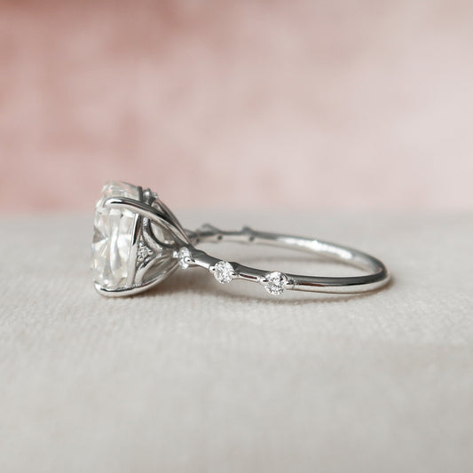 5 CT Cushion Dainty Pave Moissanite Engagement Ring
