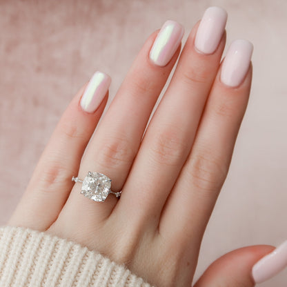 5 CT Cushion Dainty Pave Moissanite Engagement Ring