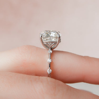 5 CT Cushion Dainty Pave Moissanite Engagement Ring
